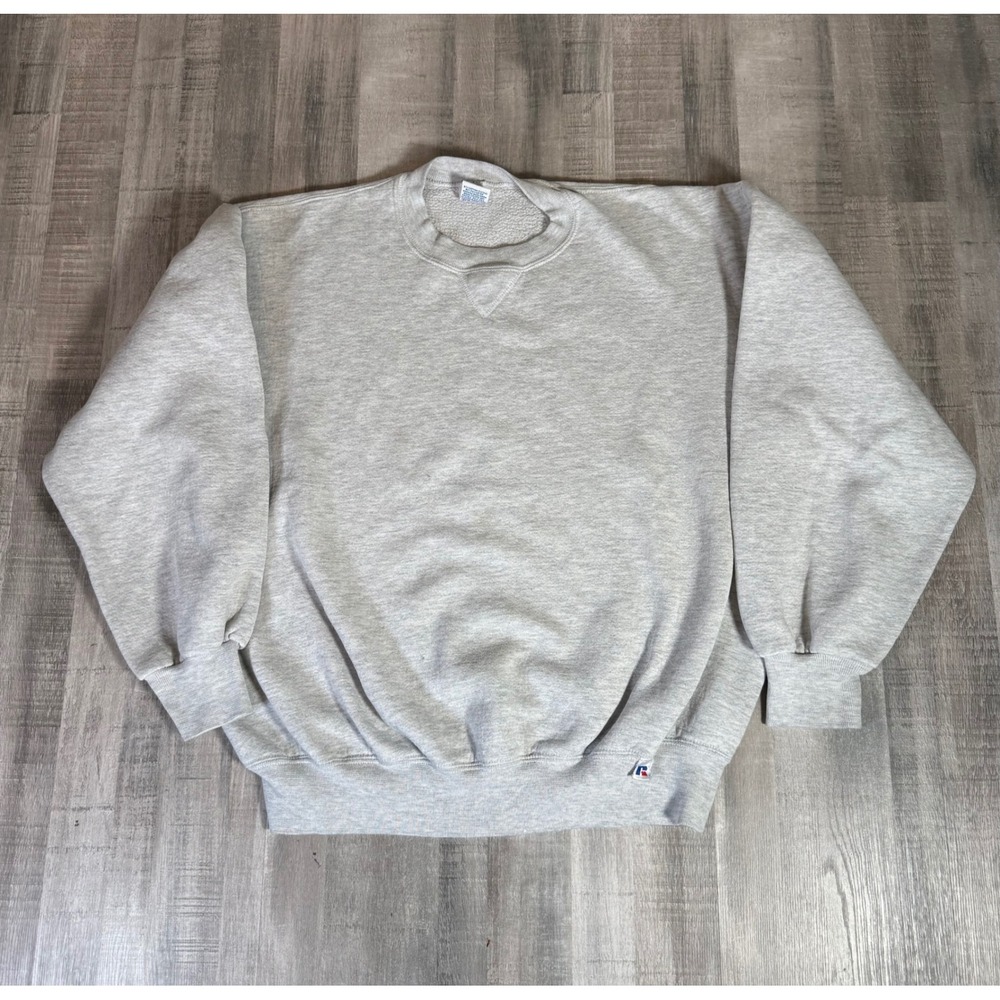 Vintage Russell Athletic Gray Sweatshirt XL Made in USA V-Stitch Crewneck Logo